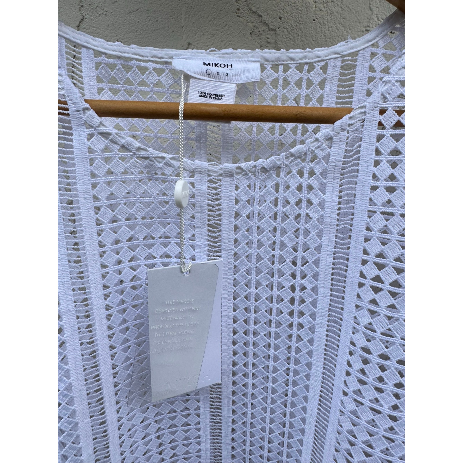 Mikoh Nwt Ko Samui White Crochet Beach Coverup Tunic Dress 1 Small S — image 3 of 4